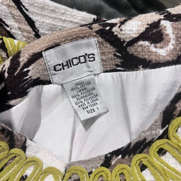 Chico's Multicolored Fully Lined 3/4 Sleeve Jacket Size M - Picture 8 of 8